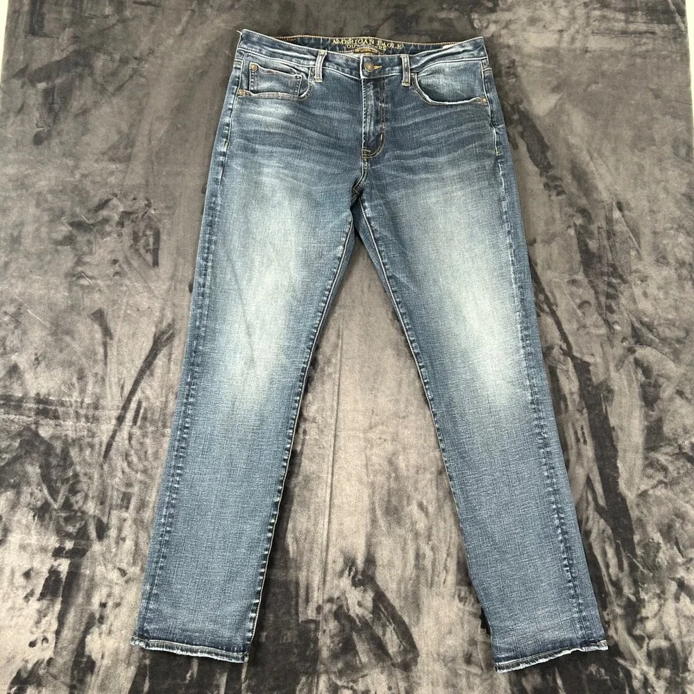 American Eagle Slim Straight Jeans Mens 34x34 Blue 360 Extreme Flex Denim